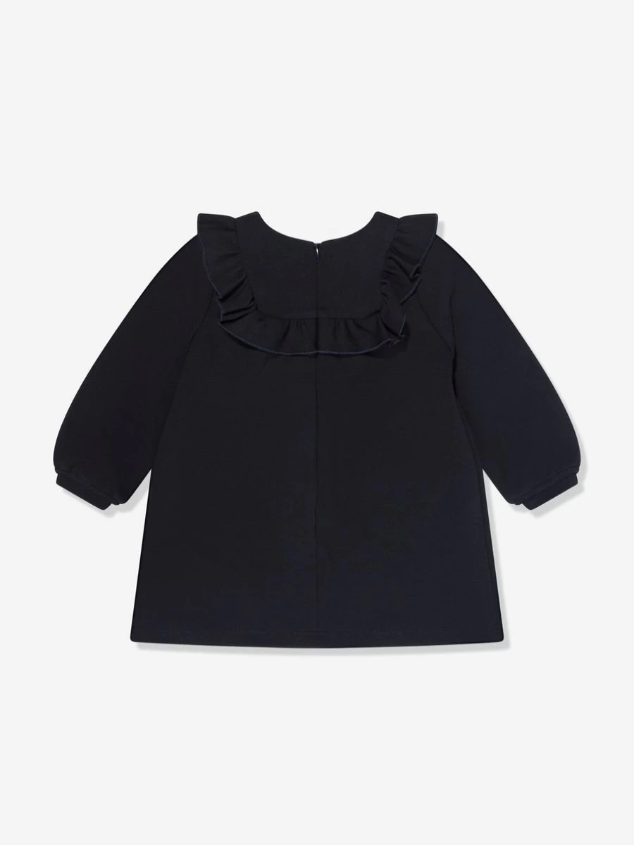 Chloé Baby Girls Navy Ruffle Trim Dress - Elegant & Comfortable Outfit