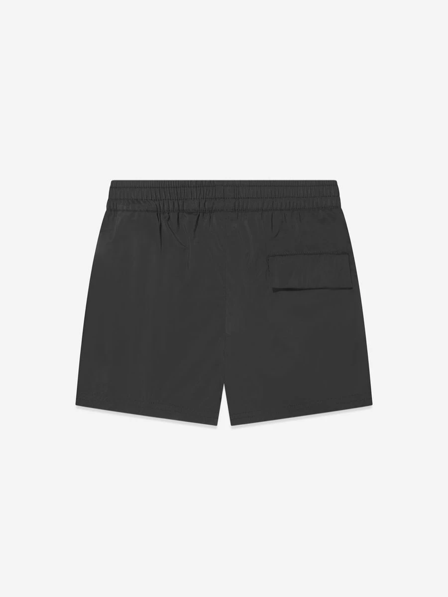 Palm Angels Boys' Black Curved Logo Swim Shorts for Kids
