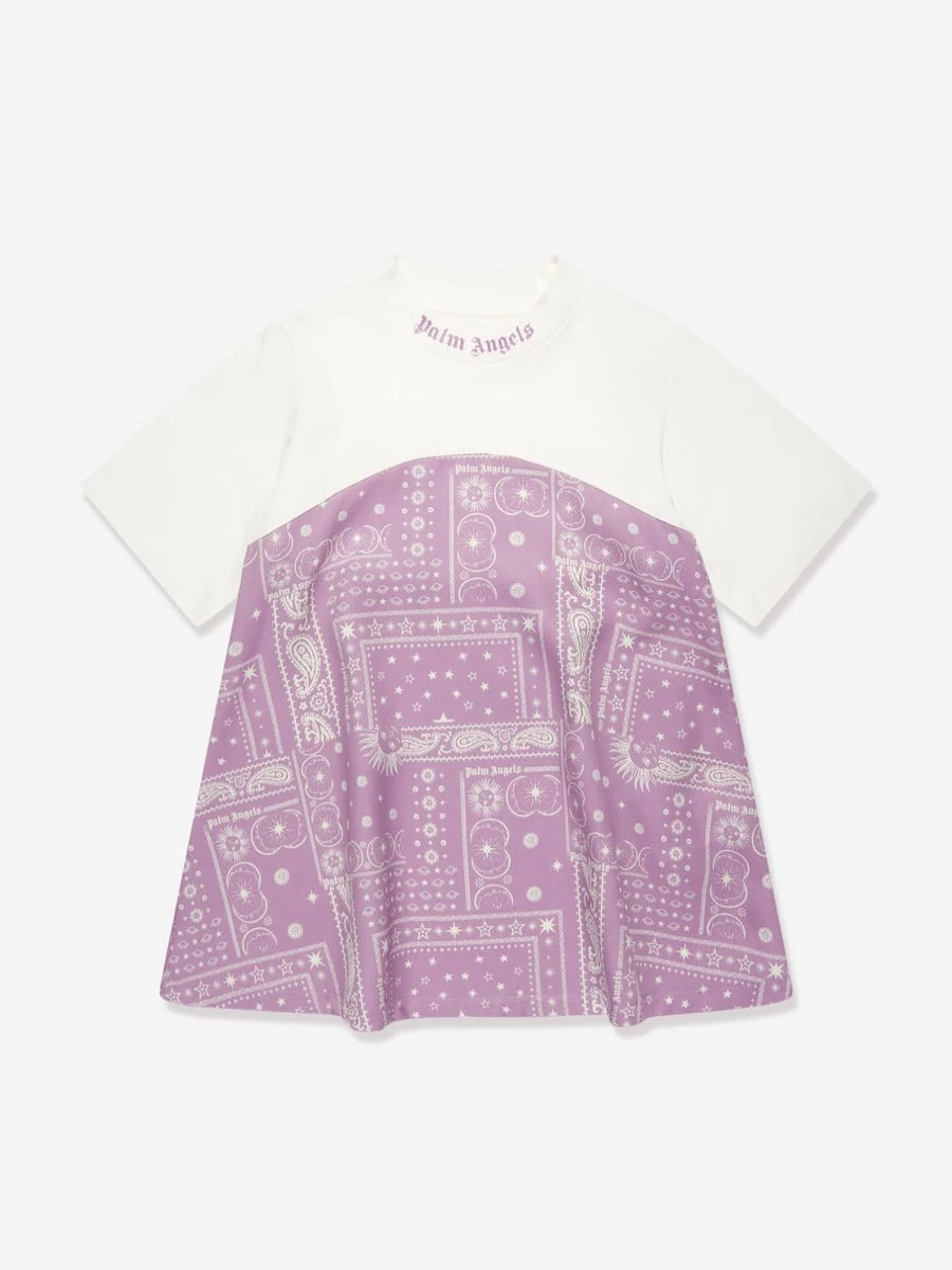 Palm Angels Girls Purple Astro Paisley Printed Dress