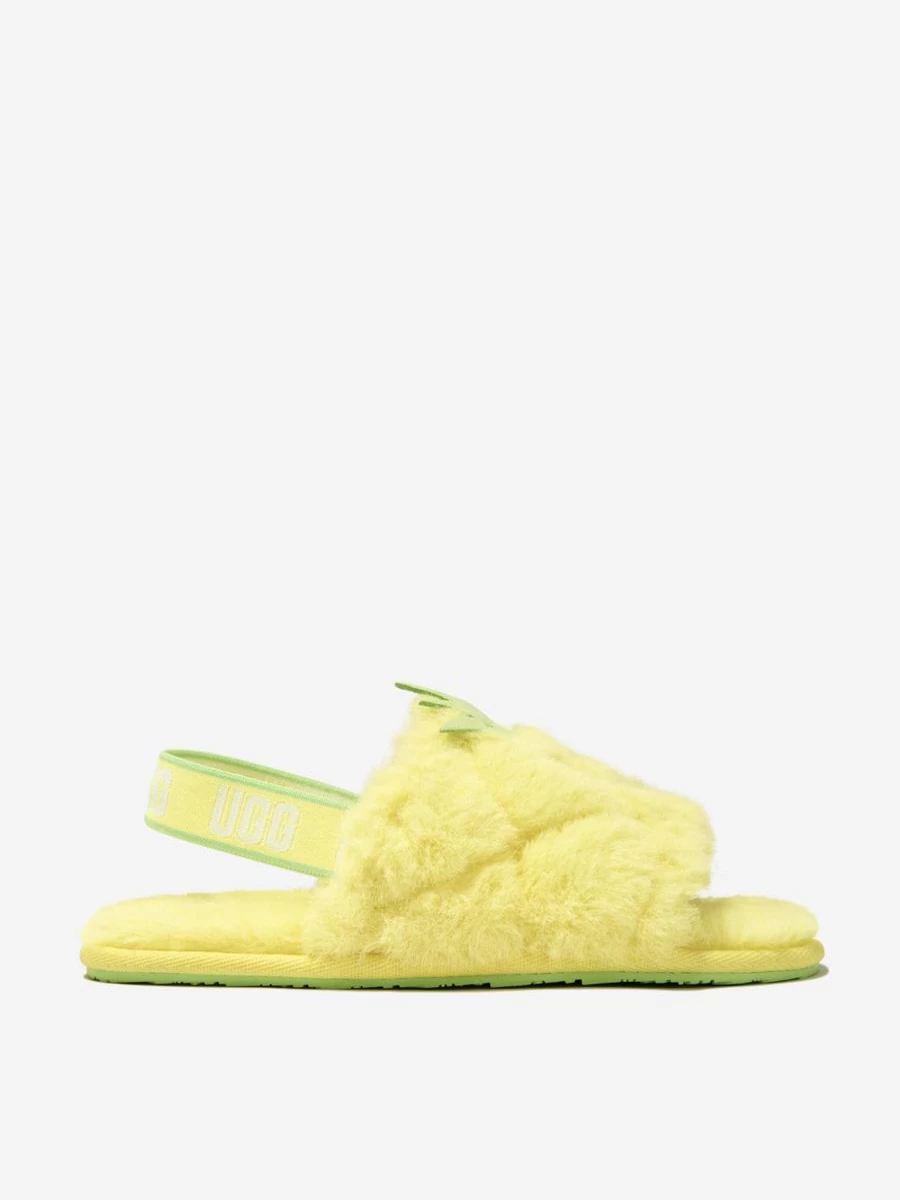 UGG Boys' Pineapple Plush Slippers for Kids - Yellow Fluffy House Shoes