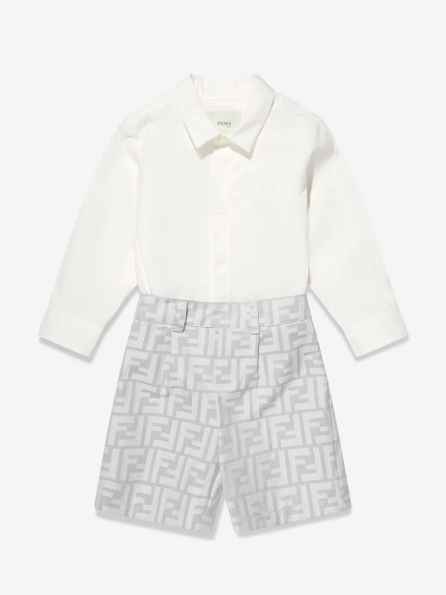 Fendi Kids Baby Boys Grey Romper Outfit - Stylish & Comfortable Toddler Clothes