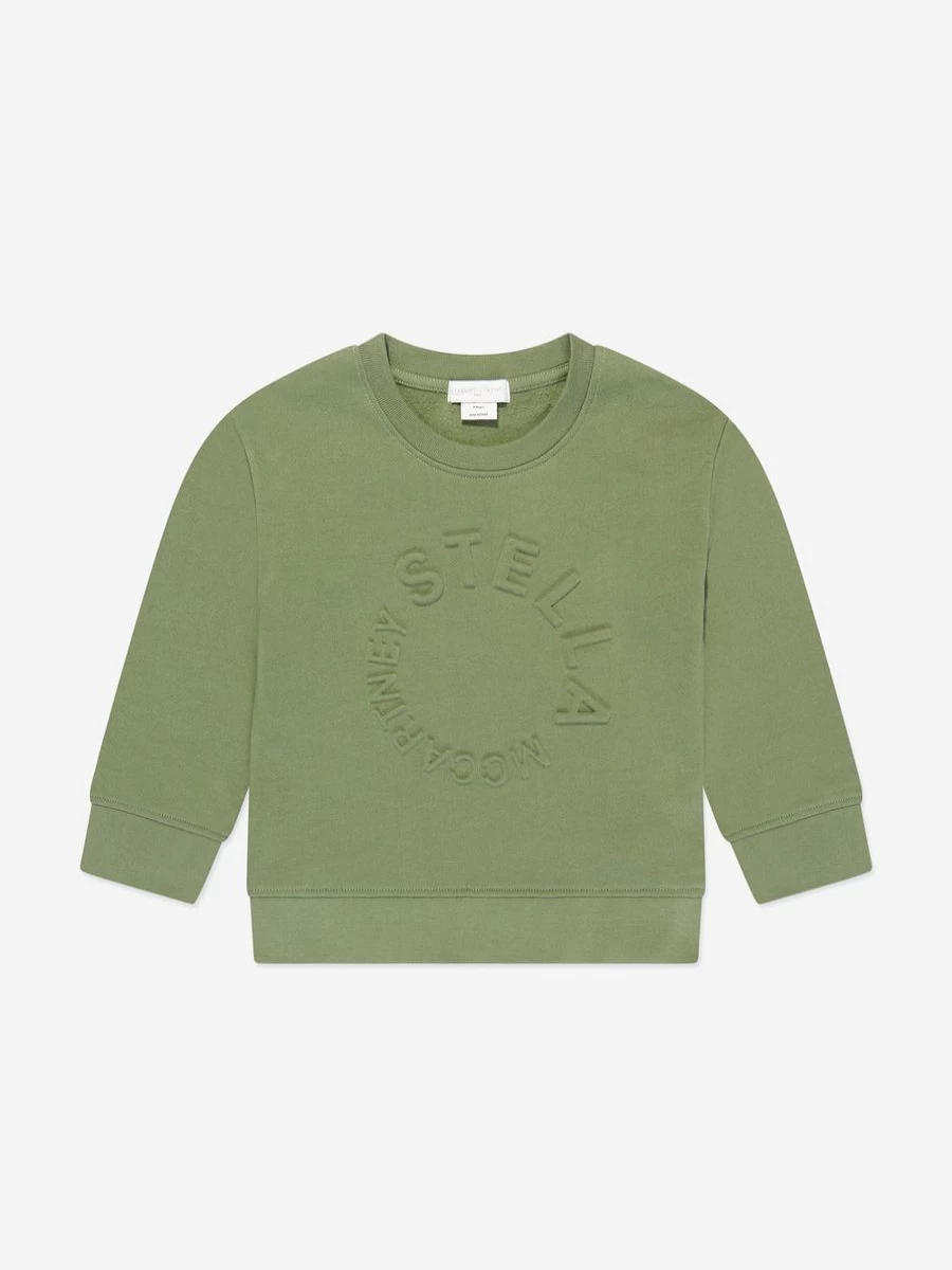 Stella McCartney Kids Boys' Green Logo Embroidered Sweatshirt | Casual Cotton Pullover