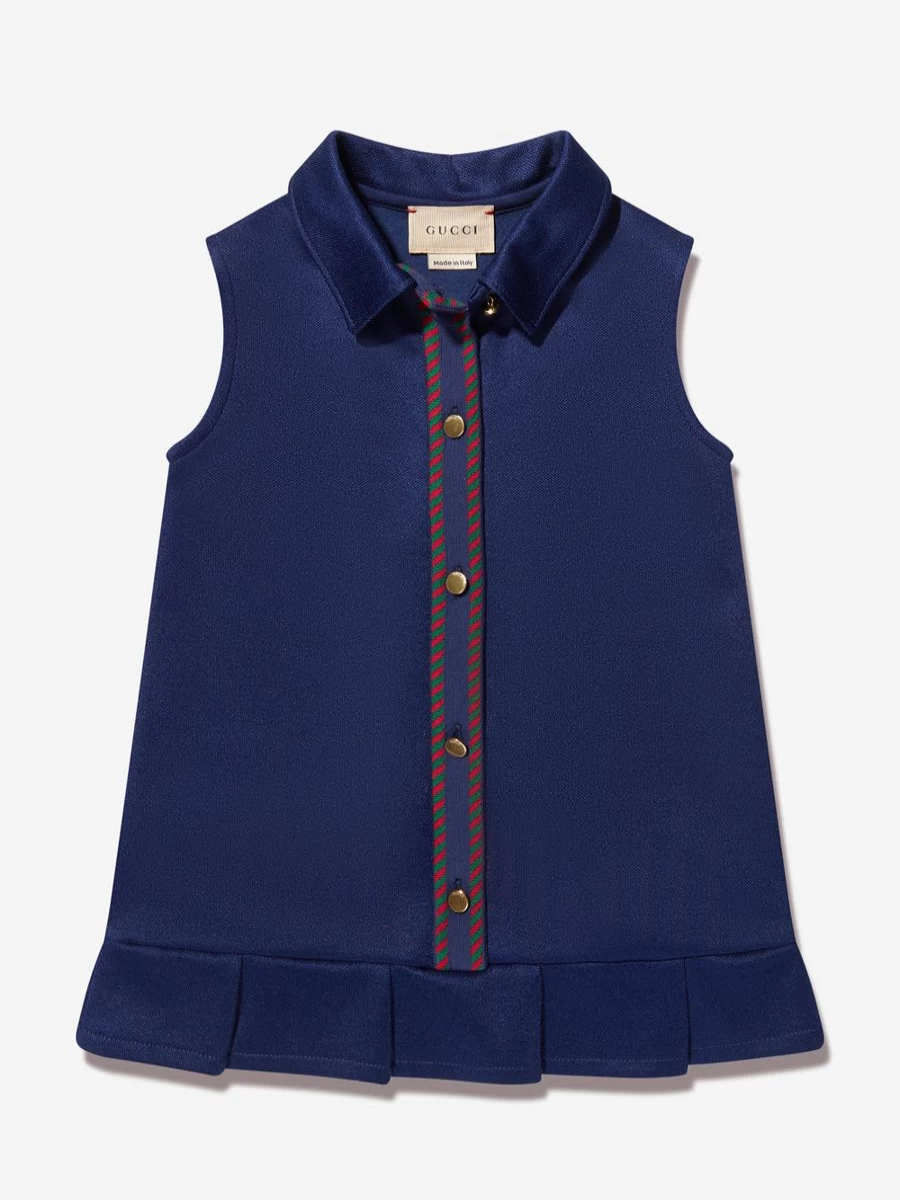 Gucci Kids Baby Girls Navy Sleeveless Dress - Elegant Summer Outfit