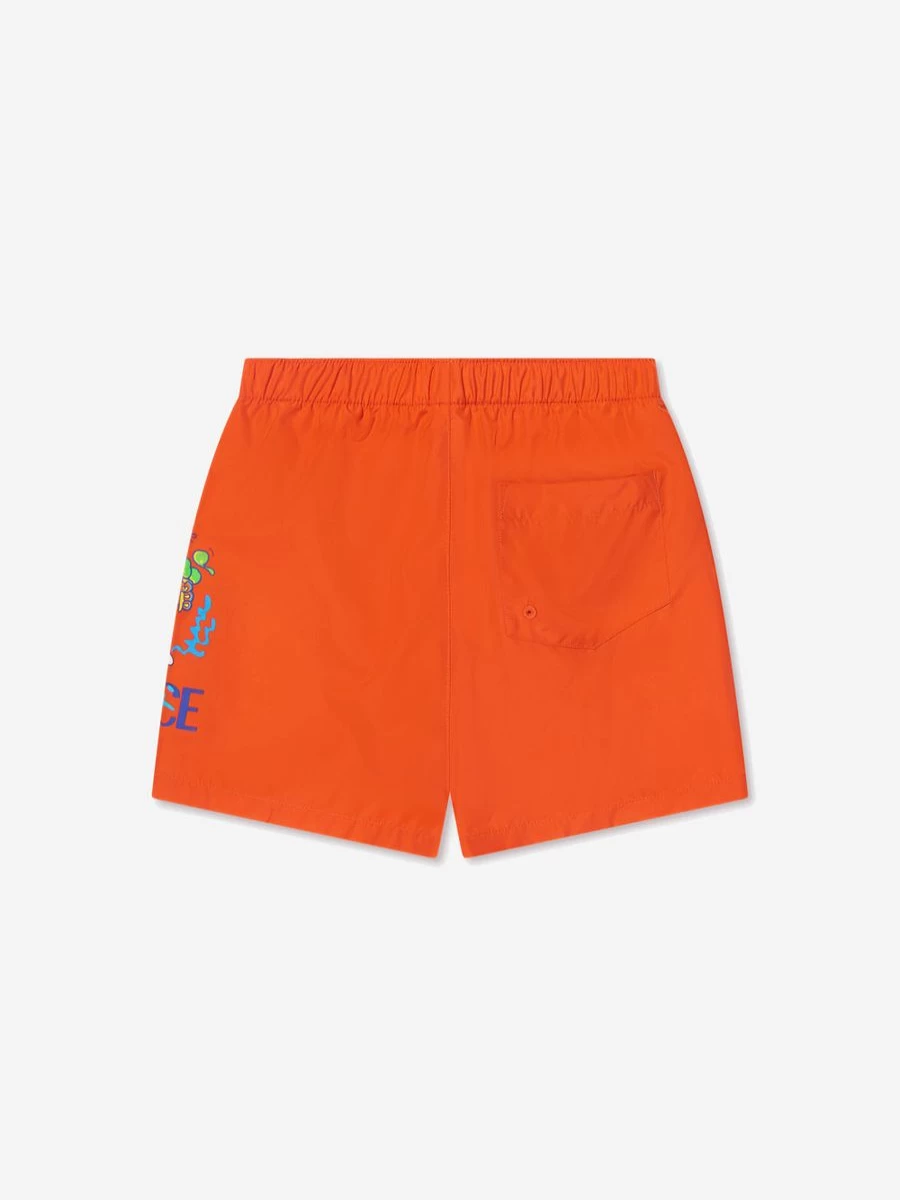Versace Boys' Orange Crocodile Print Swim Shorts for Kids