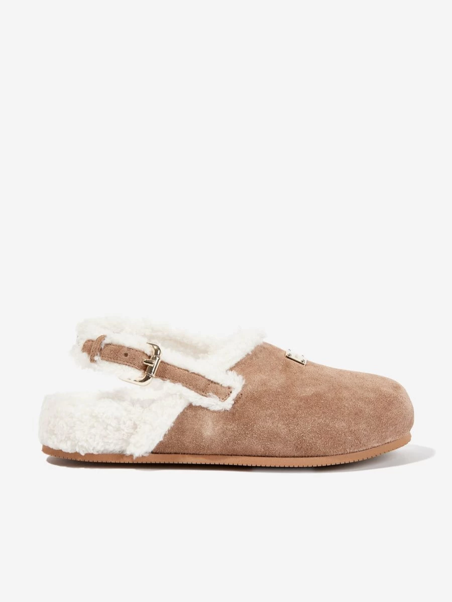 Dolce & Gabbana Boys Brown Shearling Slippers for Kids