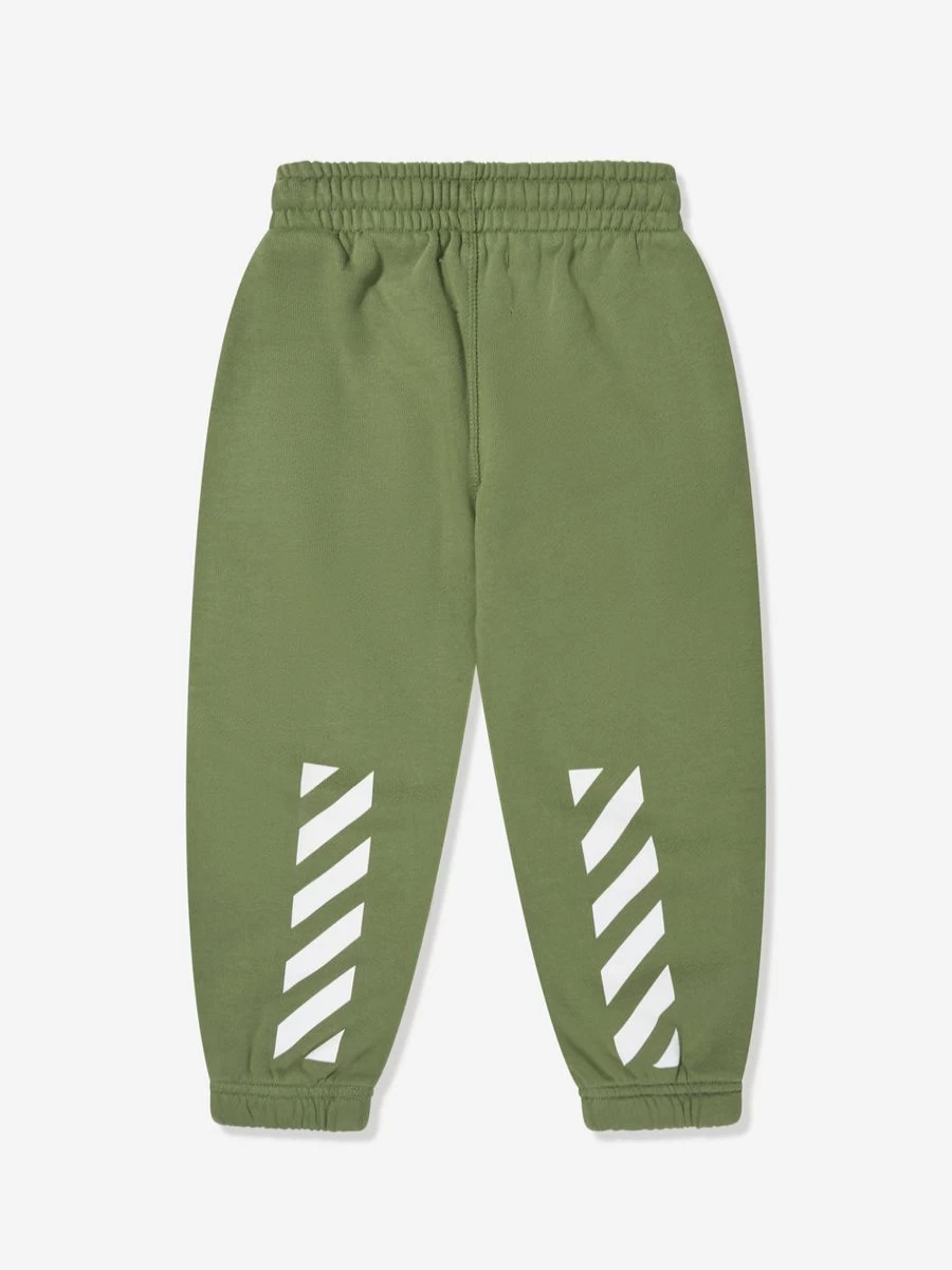 Off-White Teen Boys Green Bookish Diagonal Logo Joggers Pants