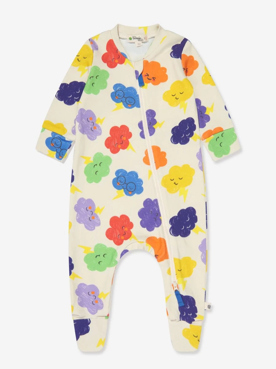 "The Bonnie Mob Multicolour Rainbow Clouds Babygrow – Soft & Stylish Outfit for Babies"