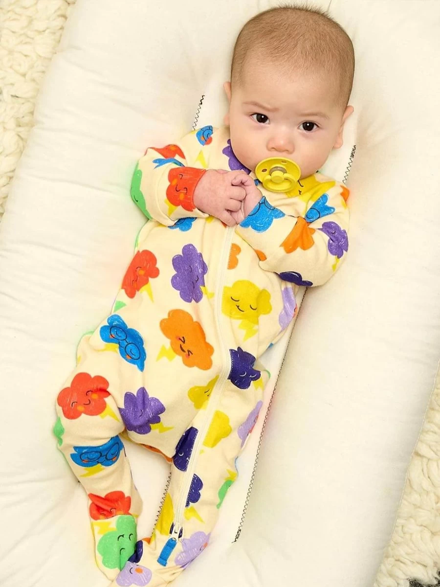 "The Bonnie Mob Multicolour Rainbow Clouds Babygrow – Soft & Stylish Outfit for Babies"