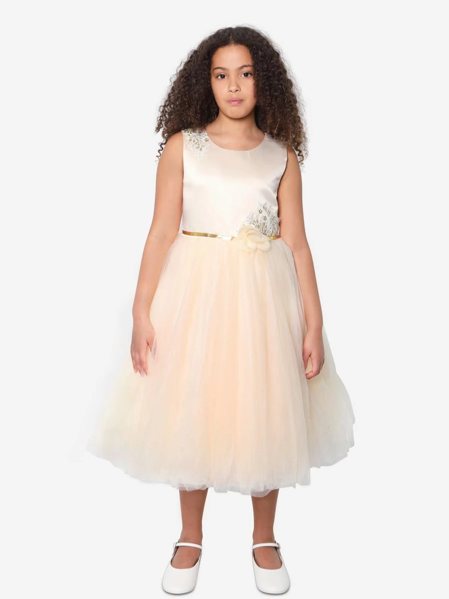 iAMe Teen Cream Tulle Dress for Girls - Elegant Party Gown by Childsplay Clothing