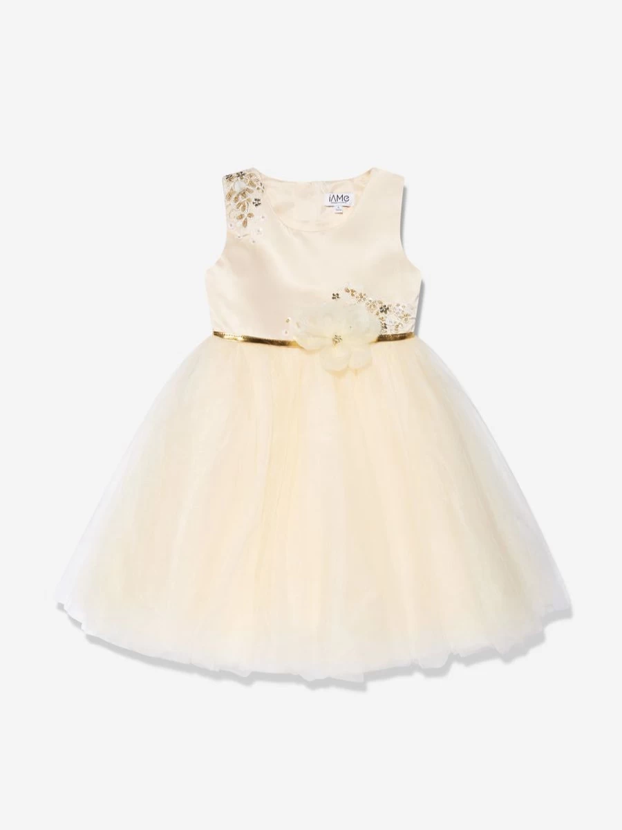 iAMe Teen Cream Tulle Dress for Girls - Elegant Party Gown by Childsplay Clothing