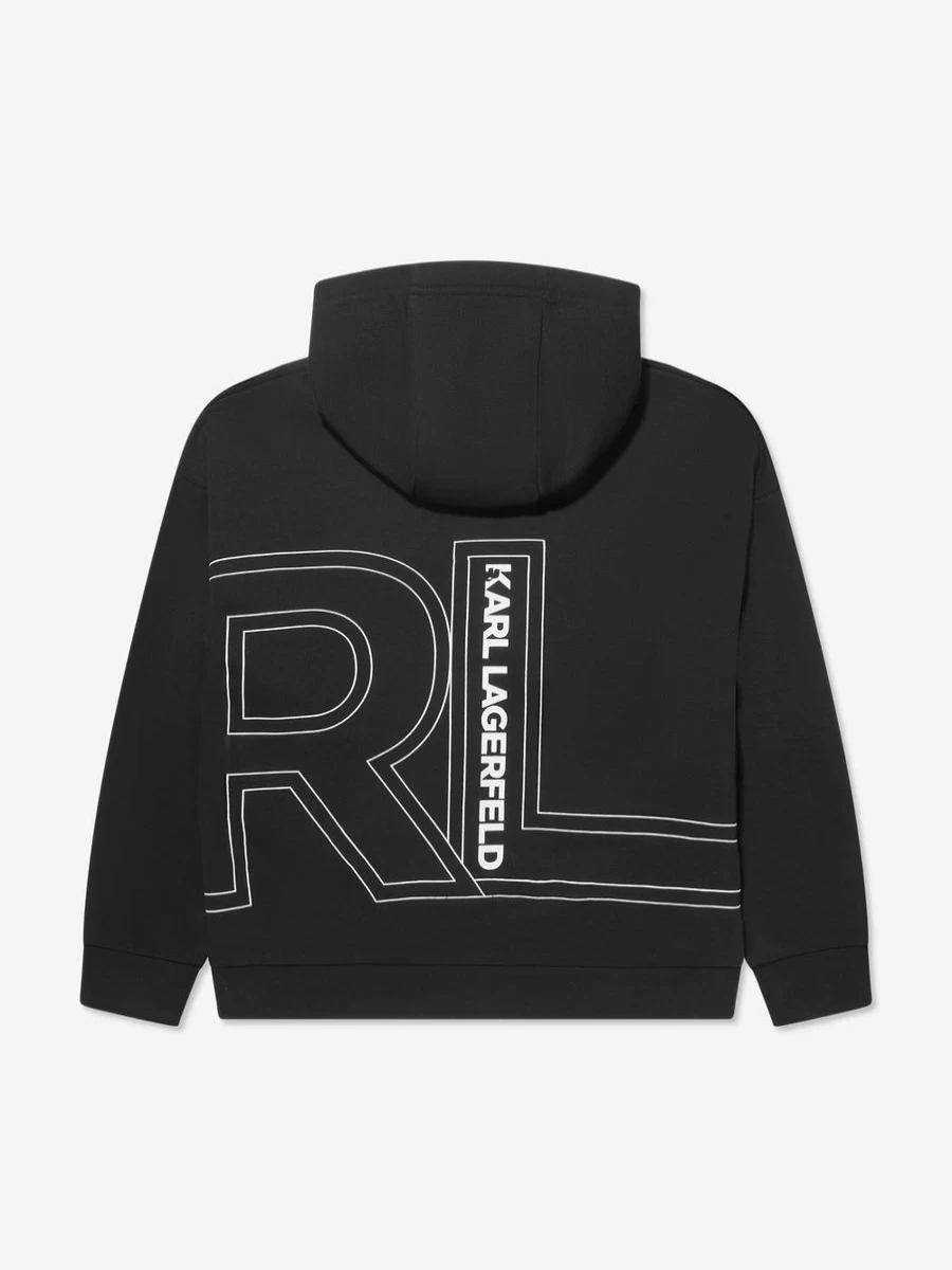 Karl Lagerfeld Boys' Black Logo Hoodie for Kids - Stylish Pullover with Branded Design