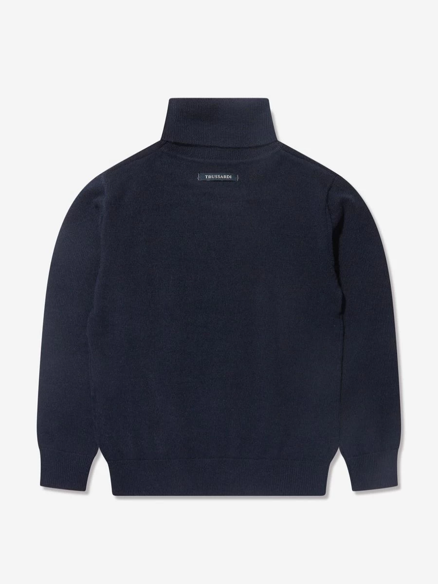 Trussardi Boys Navy Kurah Sweater for Kids - Premium Cotton Knit Pullover