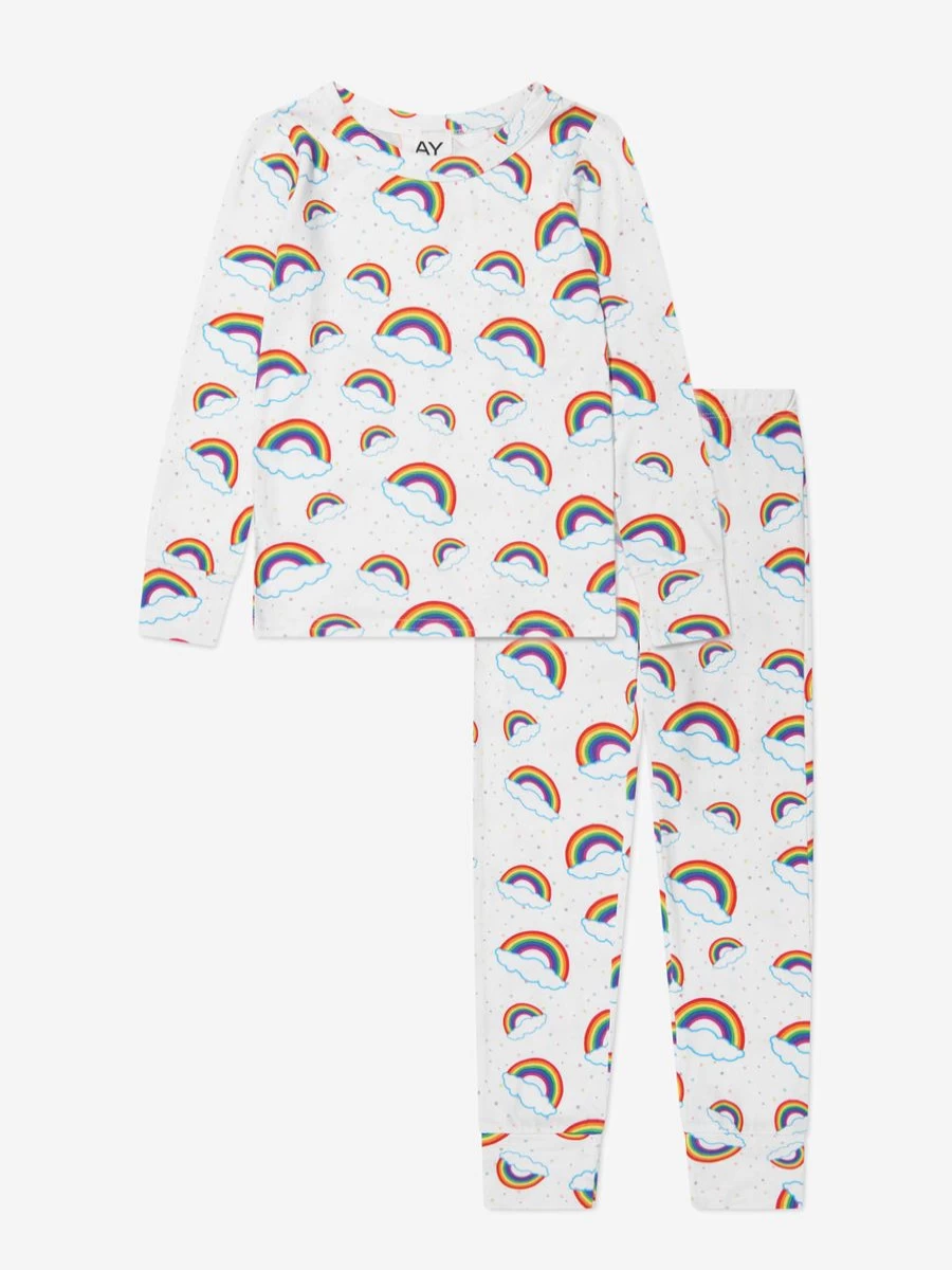 "AY by AYLA Girls Rainbow Pyjamas Set - Multicolored Cotton Pajamas for Girls"