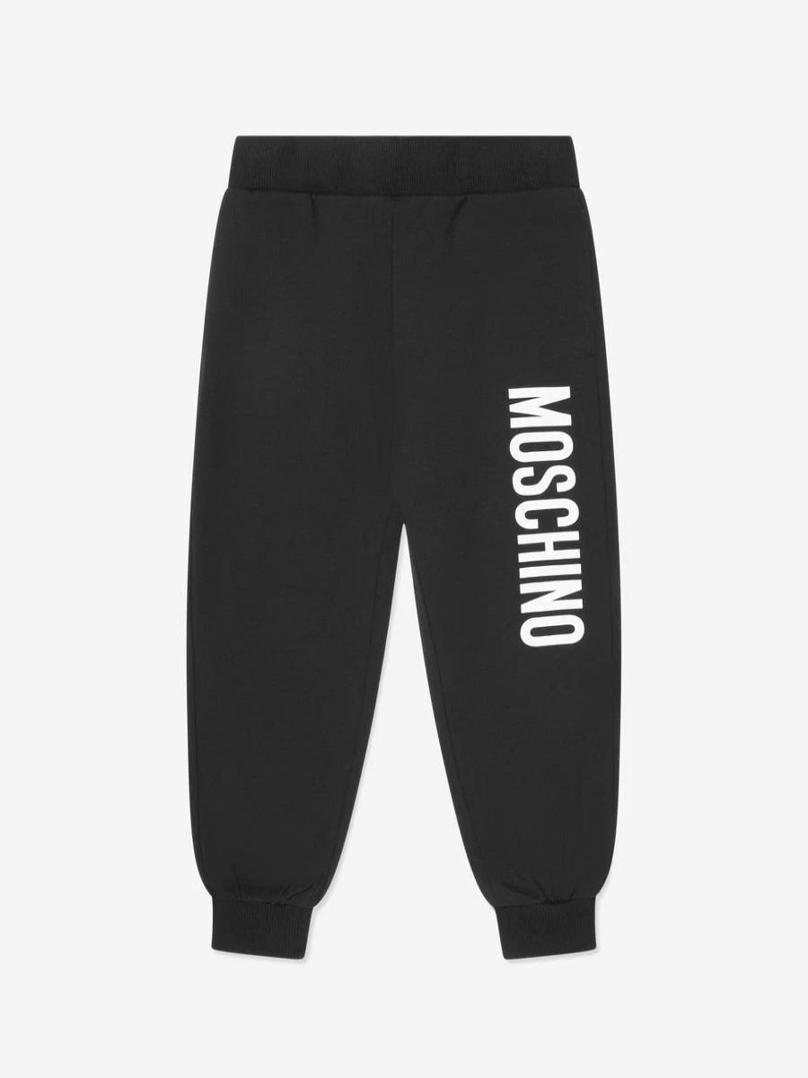 Moschino Kids Boys Black Logo Joggers Pants for Active Play