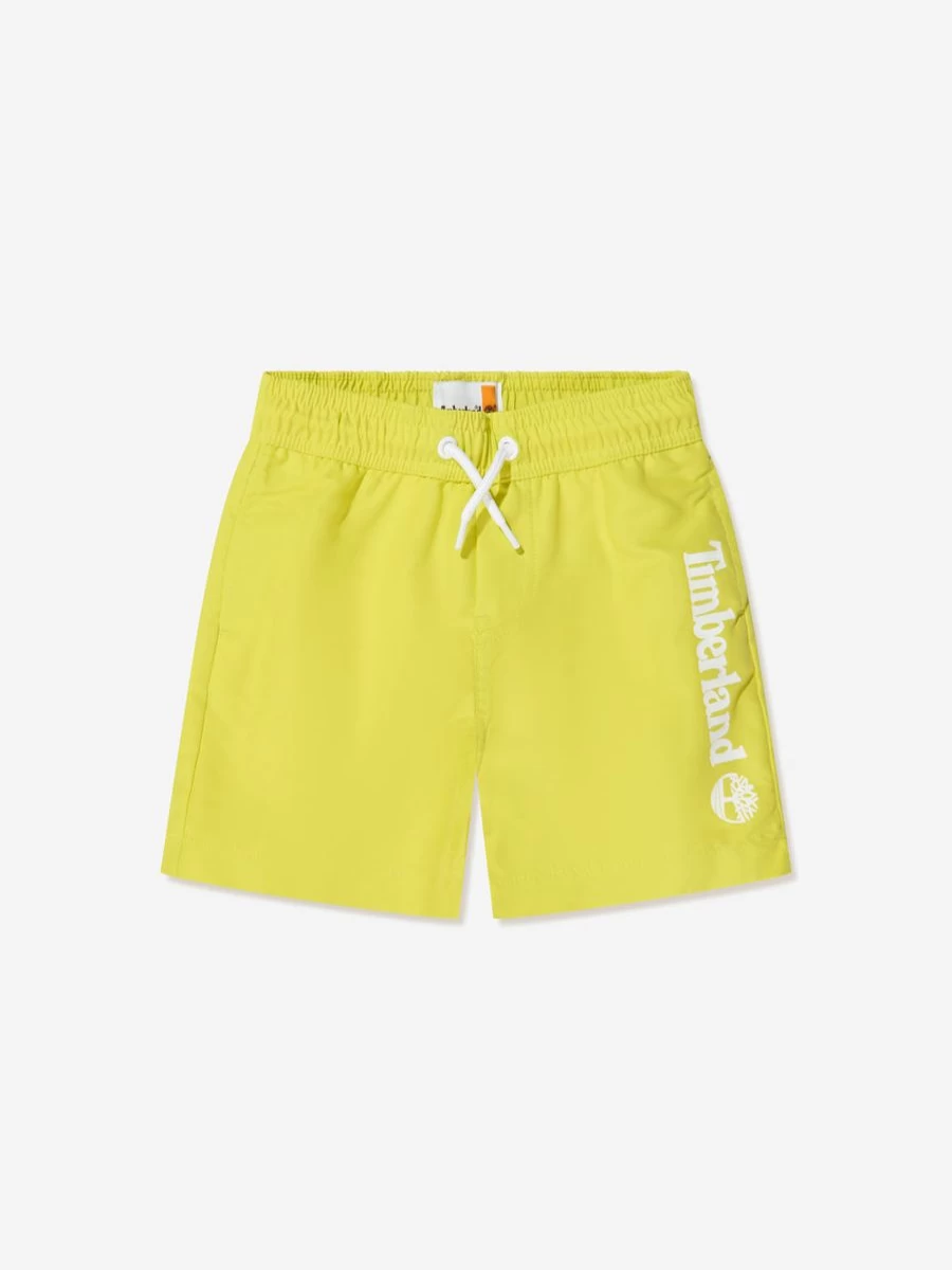 Timberland Boys' Quick-Dry Swim Shorts with Logo Detail in Lime Green for Active Kids