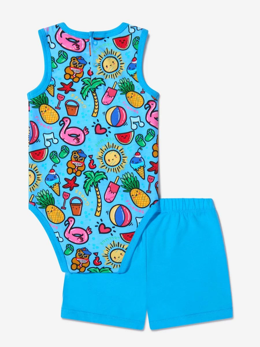 Guess Baby Girls' Cute Bodysuit & Shorts Outfit Set - Soft Cotton Summer Romper