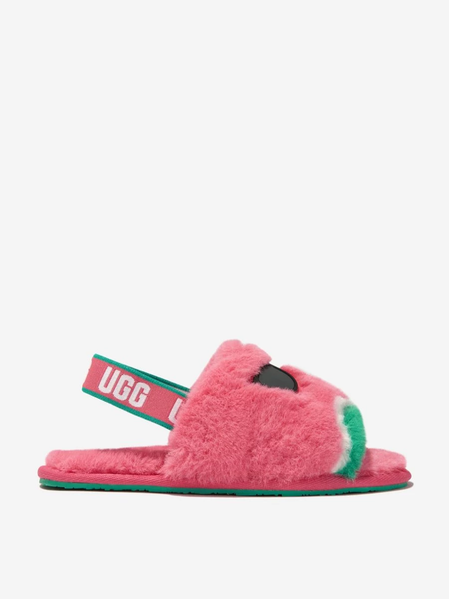 UGG Girls Fluff Yeah Watermelon Plush Slippers in Pink | Soft & Comfortable