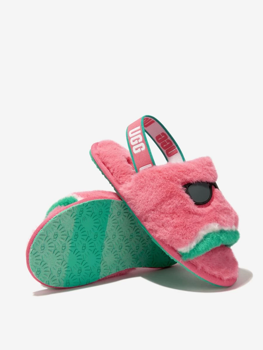 UGG Girls Fluff Yeah Watermelon Plush Slippers in Pink | Soft & Comfortable
