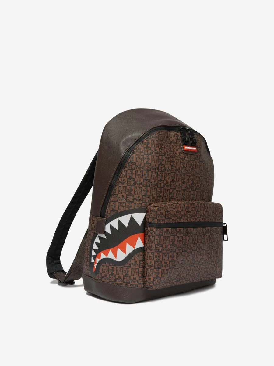 Sprayground Boys Sharks In Paris Check Emperor Backpack - Brown Kids School Bag