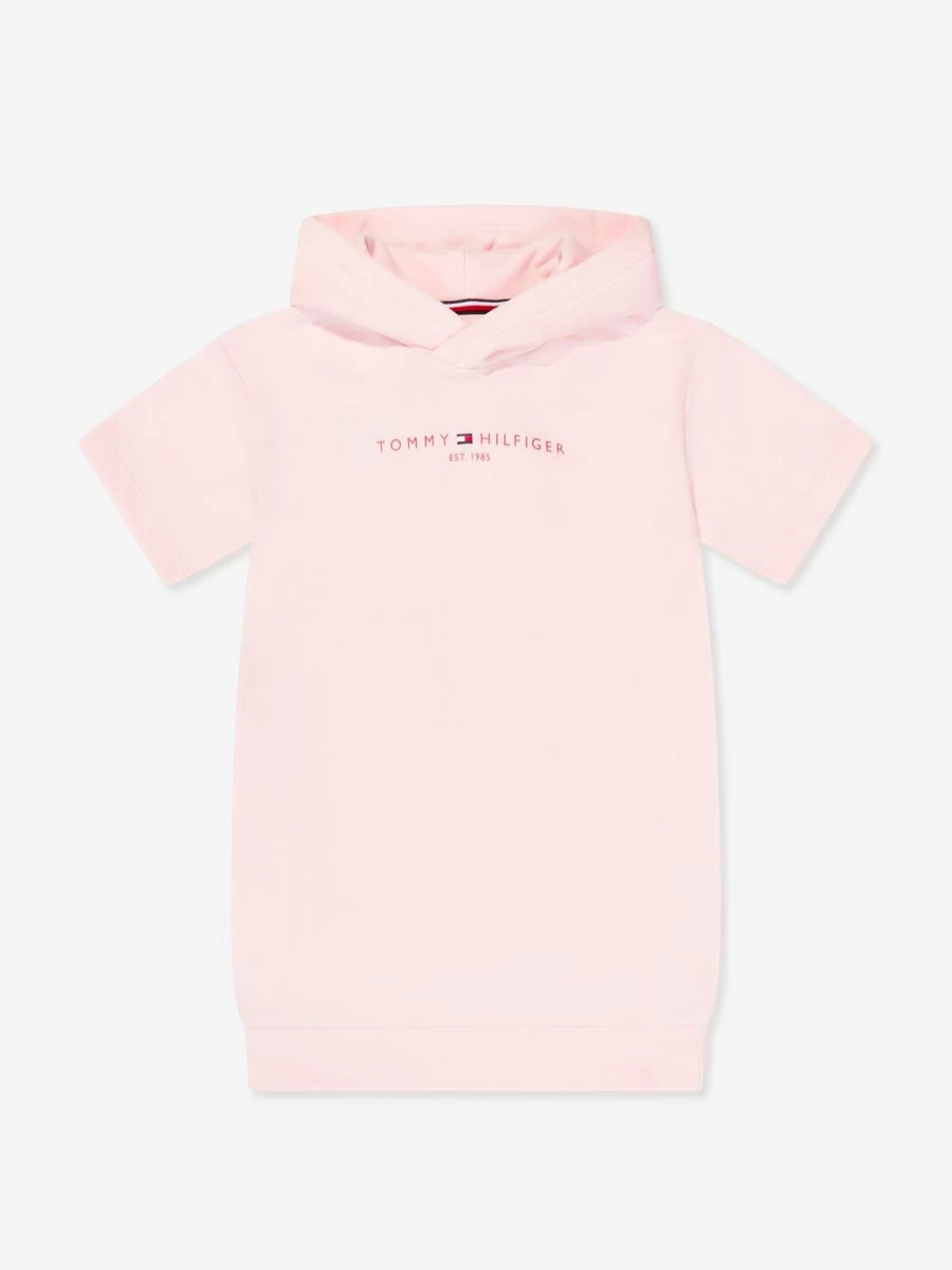 Tommy Hilfiger Girls Pink Hoodie Dress - Essential Casual Wear for Kids
