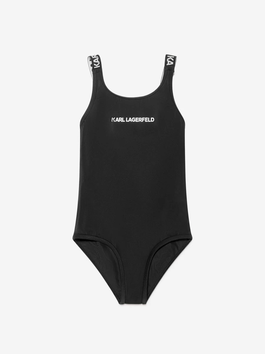 Karl Lagerfeld Teen Girls Black Logo One-Piece Swimming Costume