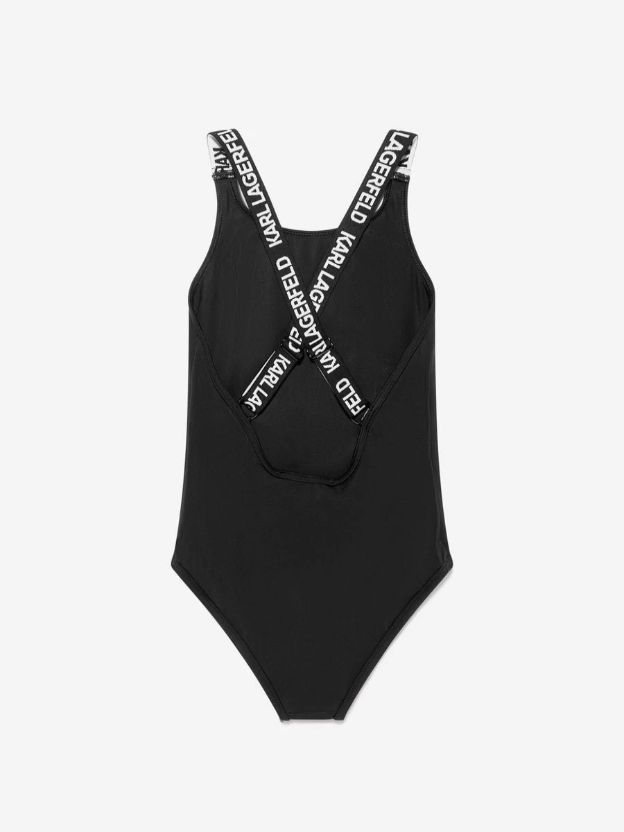 Karl Lagerfeld Teen Girls Black Logo One-Piece Swimming Costume