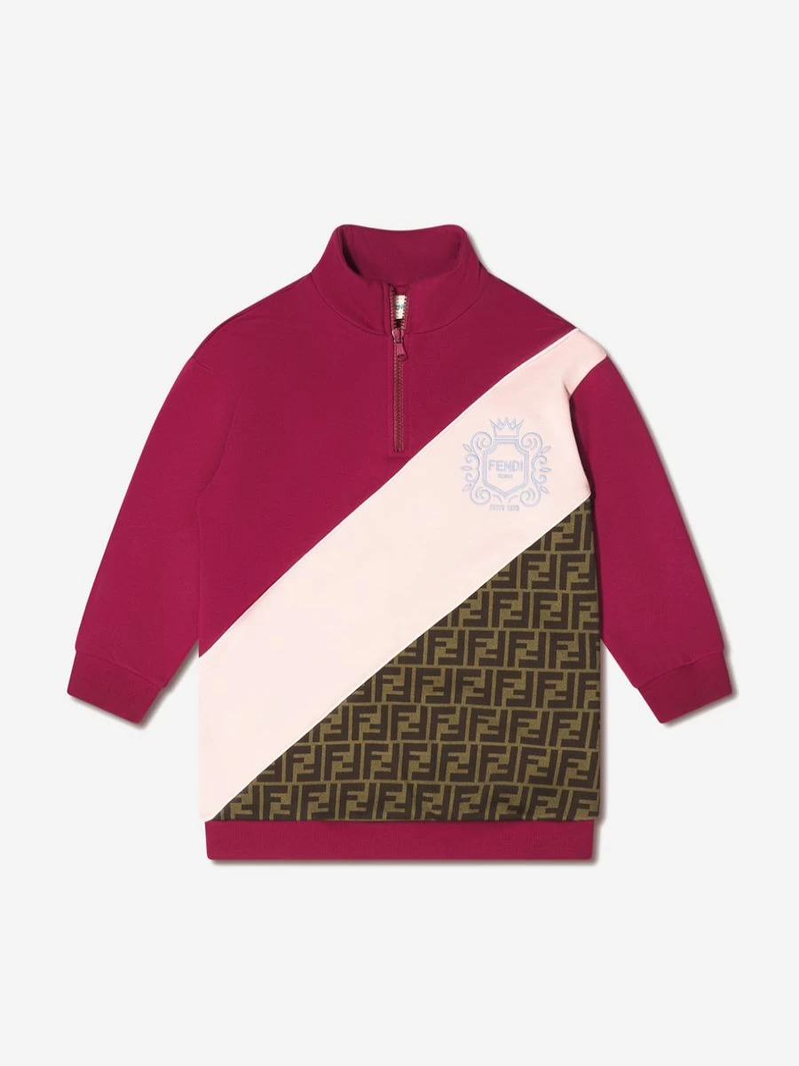 Fendi Kids Teen Girls Half Zip Logo Sweatshirt | Stylish Pullover for Teens | Fendi Casual Wear