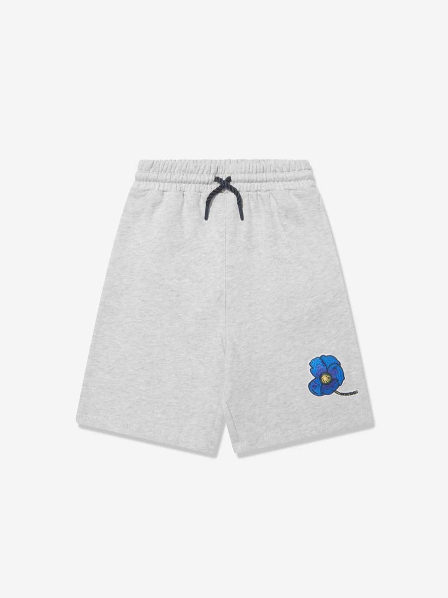 KENZO KIDS Boys Grey Flower Print Bermuda Shorts for Summer Casual Wear