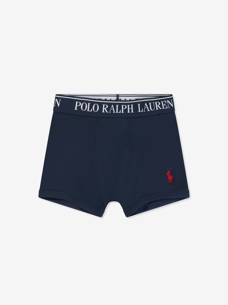 Ralph Lauren Kids Boys' 3-Pack Cotton Boxer Shorts - Comfortable Blue Underwear Set