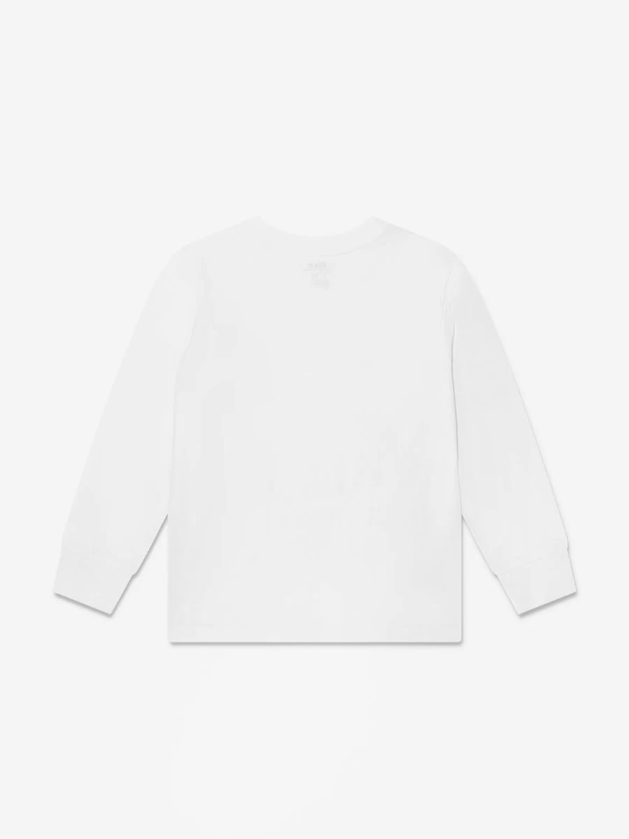 Ralph Lauren Kids Boys White Long Sleeve Cotton T-Shirt - Classic Fit Casual Top