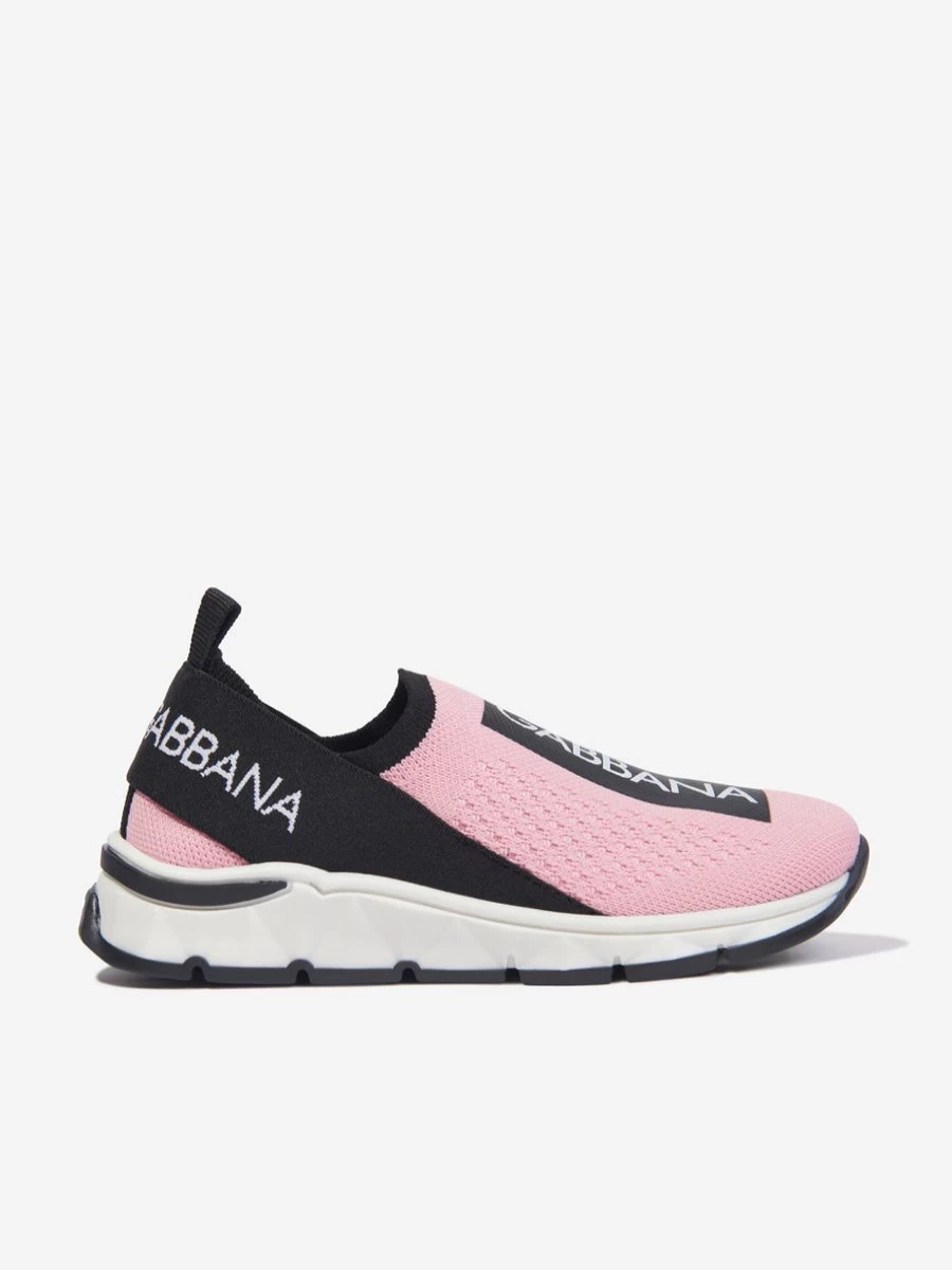 Dolce & Gabbana Kids Girls Pink Slip-On Sneakers Lightweight Comfortable Trainers