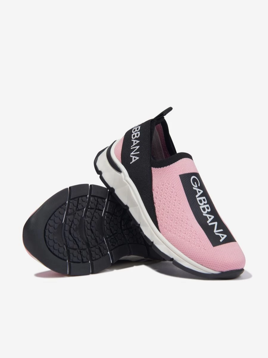Dolce & Gabbana Kids Girls Pink Slip-On Sneakers Lightweight Comfortable Trainers