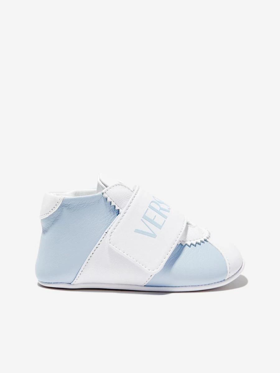 Versace Baby Girls Blue Leather Pre Walker Shoes