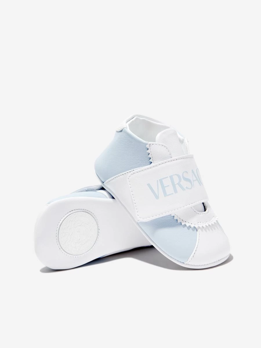 Versace Baby Girls Blue Leather Pre Walker Shoes