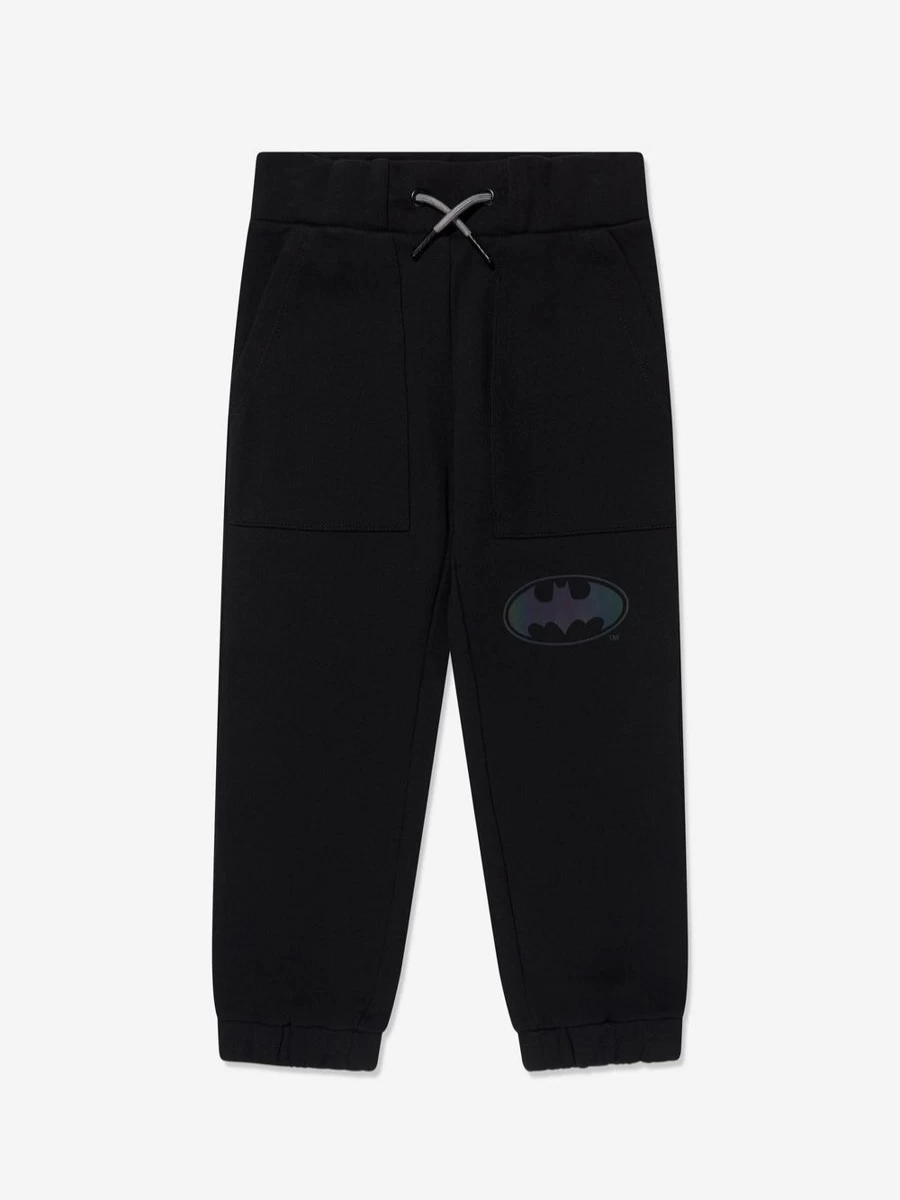 DKNY Boys' Batman Logo Black Joggers for Kids - Superhero Graphic Fleece Pants