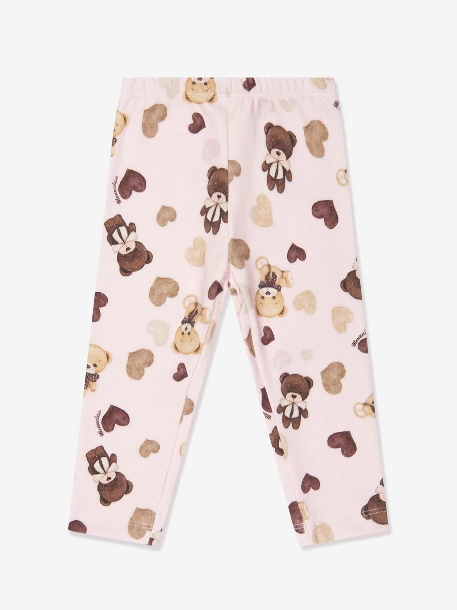 Monnalisa Baby Girls Pink Little Bears Print Leggings