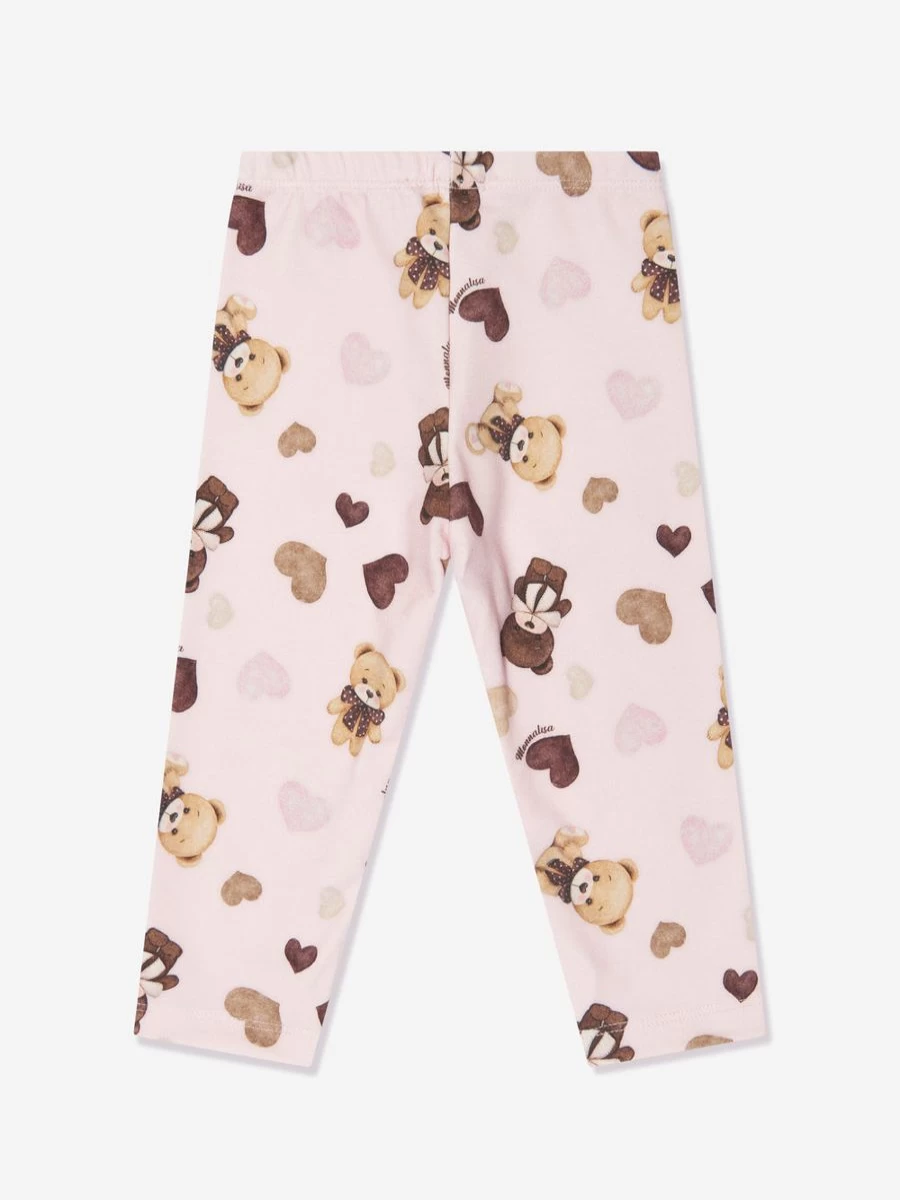 Monnalisa Baby Girls Pink Little Bears Print Leggings