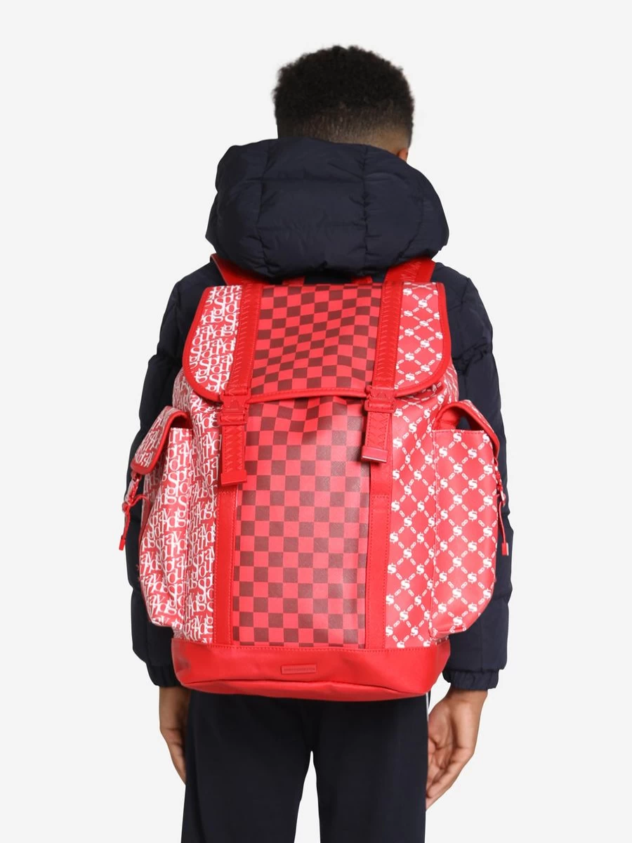 Sprayground Girls Tri Split Monte Carlo Backpack - Red Kids School Bag