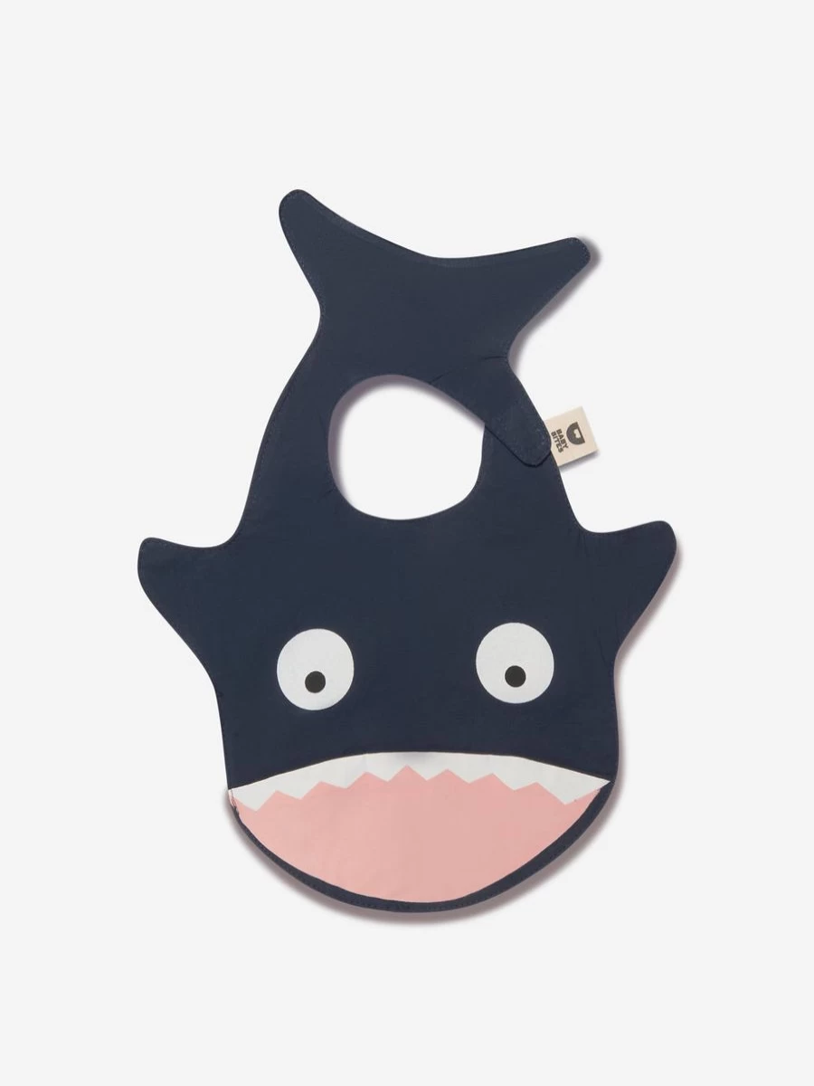 Baby Bites Waterproof Navy Shark Bib for Infants - Soft & Durable Baby Feeding Bib