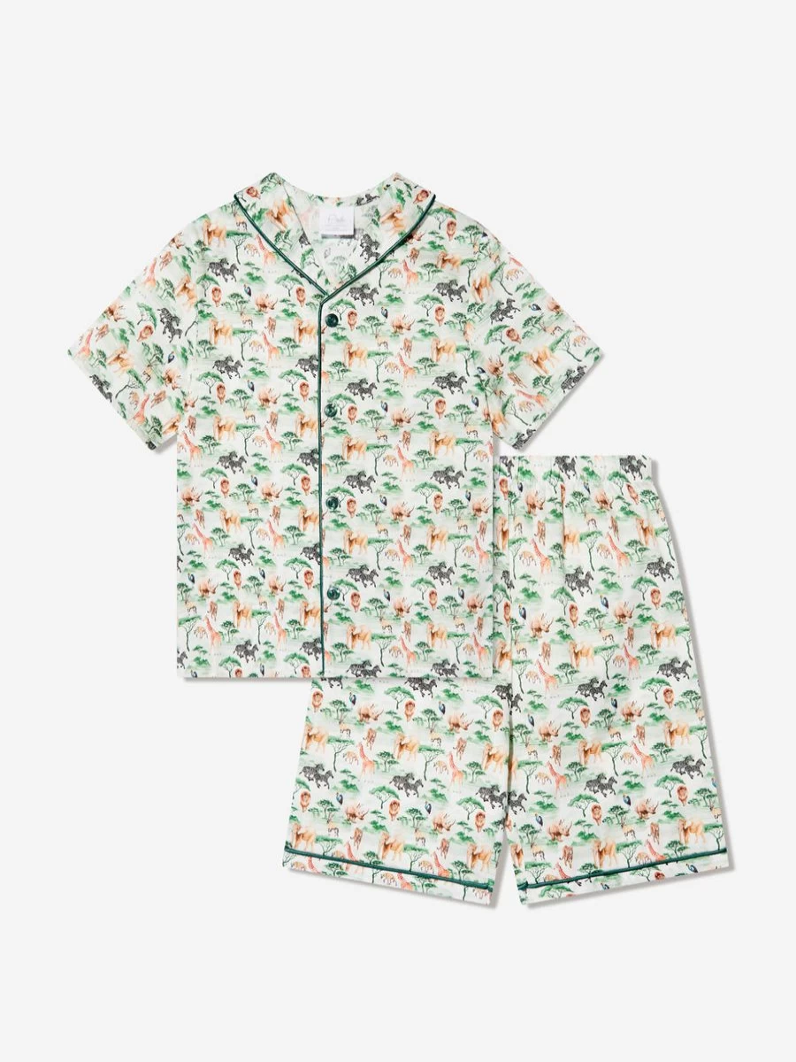 Amiki Boys Green Samuel Button-Up Pyjama Set - Comfortable Sleepwear for Kids