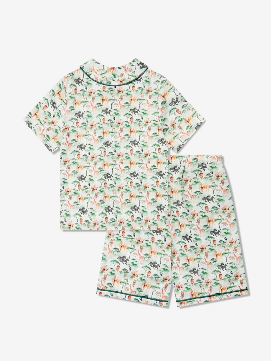 Amiki Boys Green Samuel Button-Up Pyjama Set - Comfortable Sleepwear for Kids