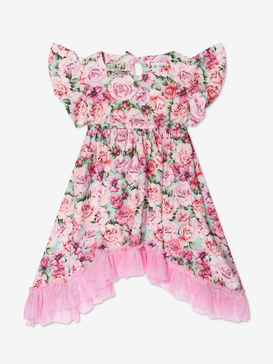 "Selini Action Teen Girls Pink Rose Print Dress"
