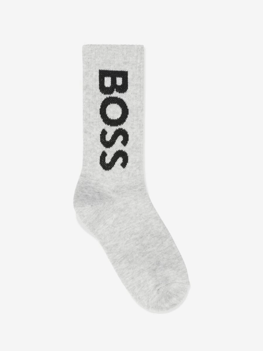 BOSS Boys' Black Socks Set - Premium Cotton Athletic Socks for Kids