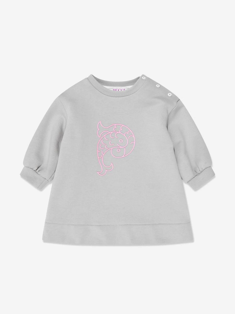 Emilio Pucci Baby Girls Grey Logo Sweater Dress