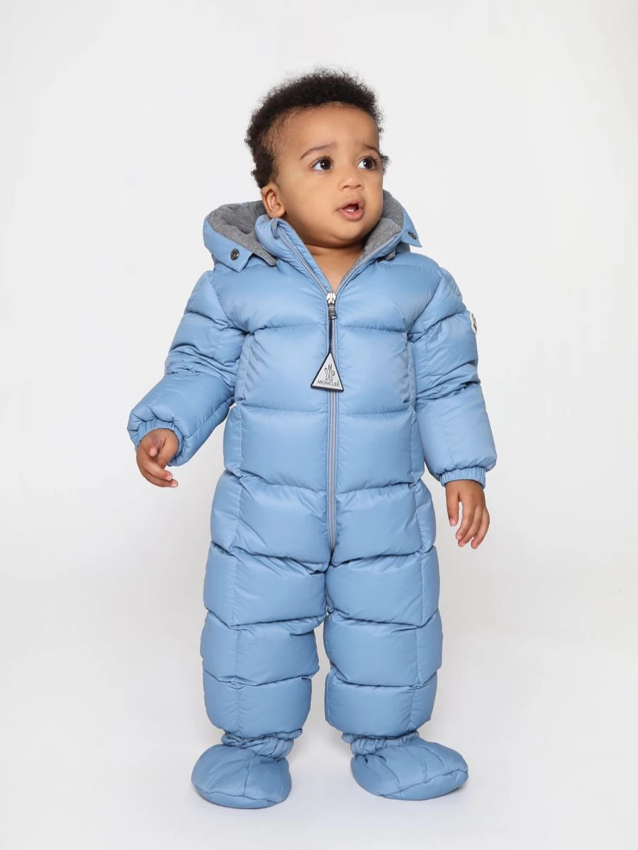 Moncler Enfant Boys' Baby Down Padded Snowsuit - Winter Blue Jean Jacket for Toddlers