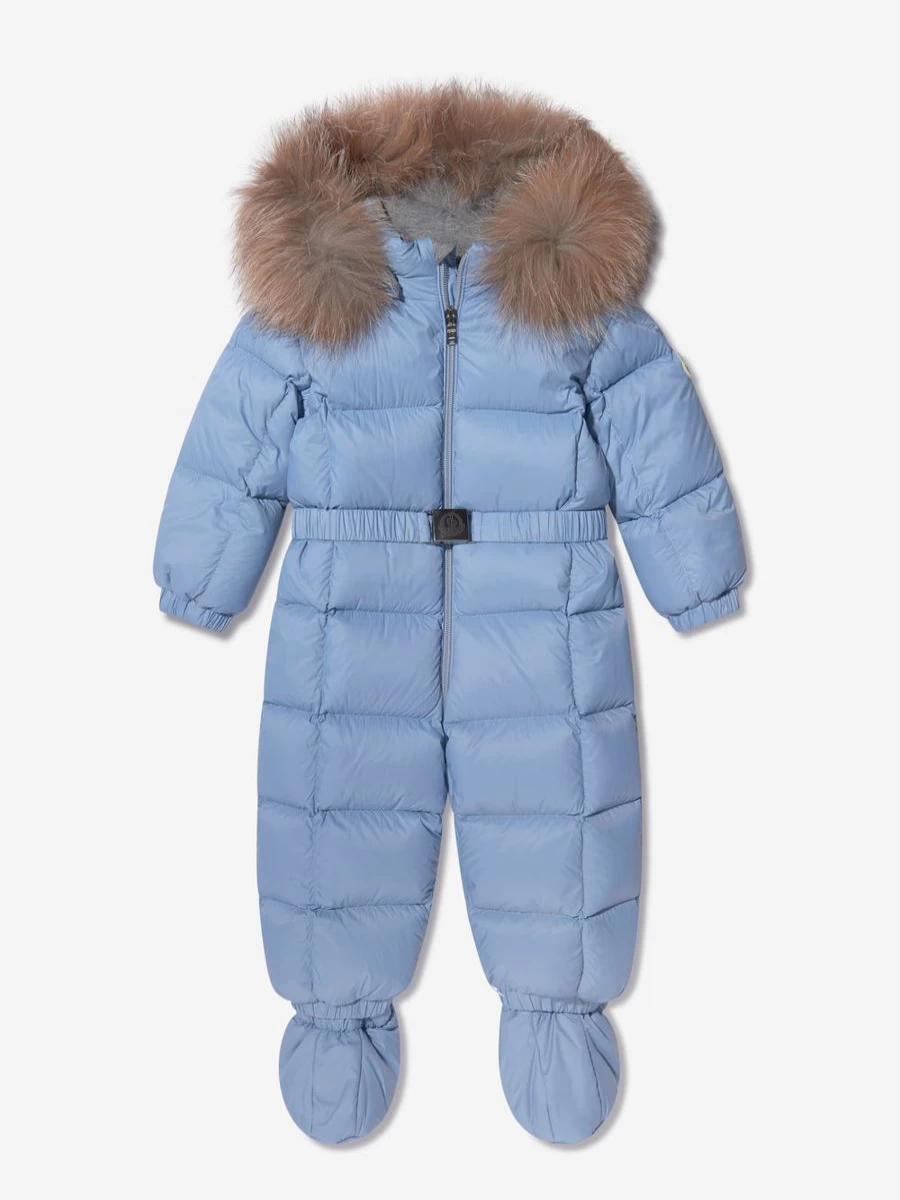 Moncler Enfant Boys' Baby Down Padded Snowsuit - Winter Blue Jean Jacket for Toddlers