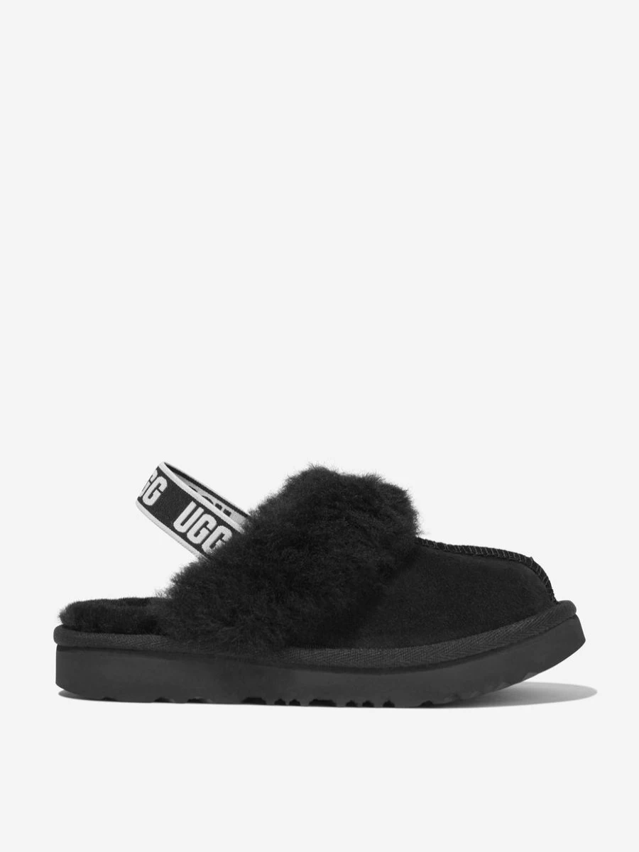 UGG Girls Black Suede Funkette Slippers for Comfort and Style