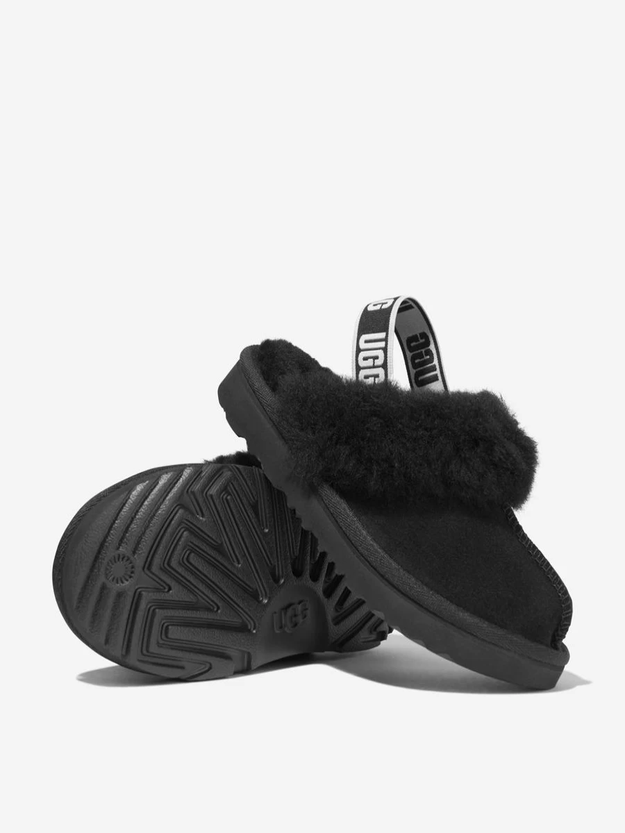 UGG Girls Black Suede Funkette Slippers for Comfort and Style