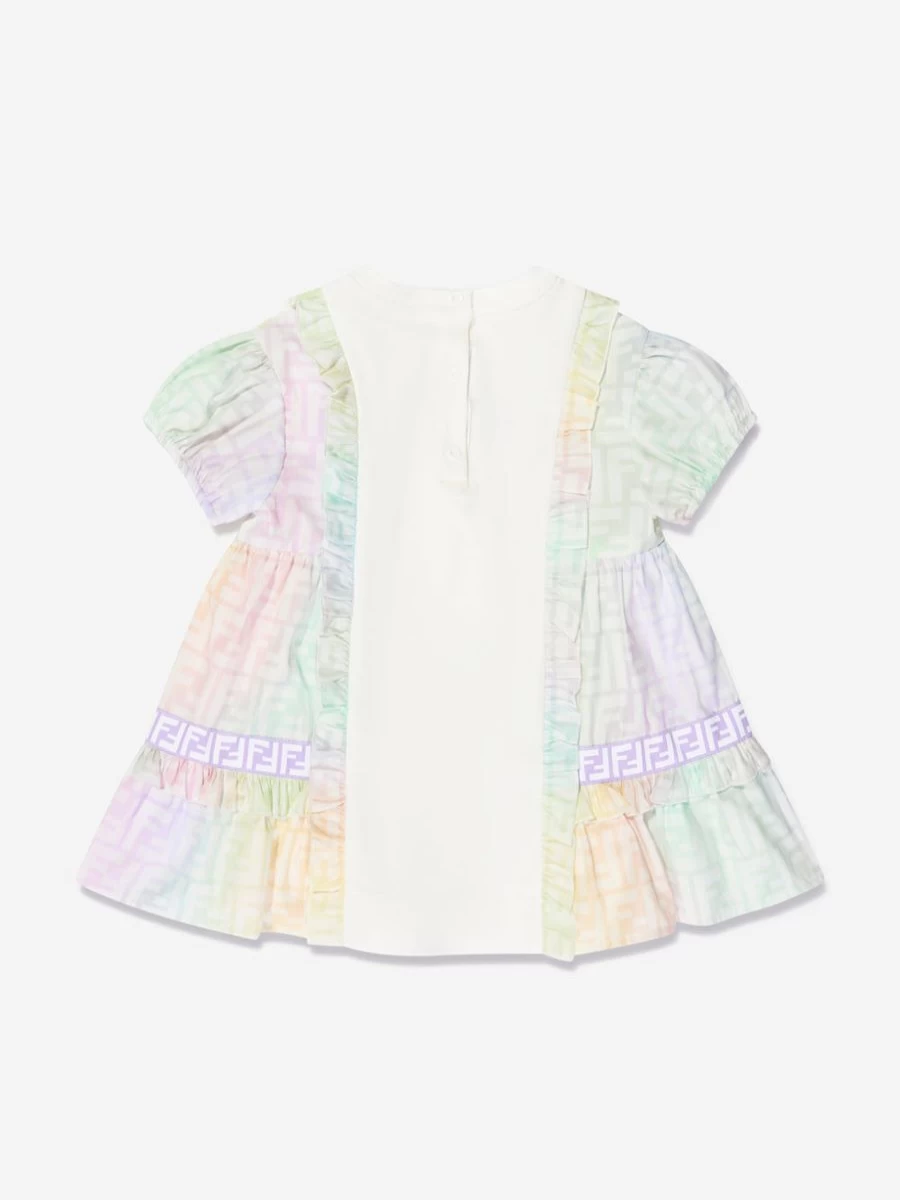 Fendi Kids Baby Girls Metaverse Logo Multicolor Dress | Stylish Designer Outfit for Infants