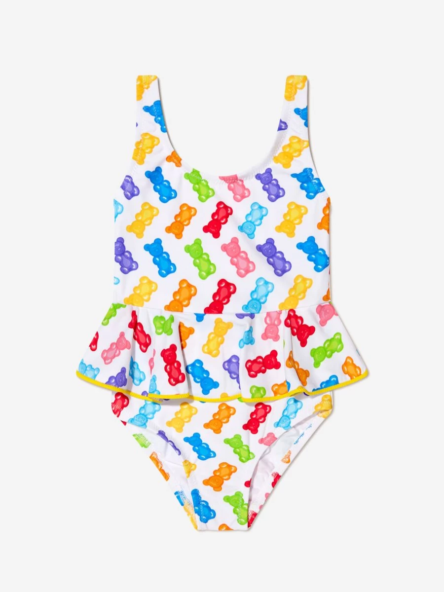Nessi Byrd Baby Girls' Asami Jelly Bear Swimsuit - Colorful Printed Bathing Suit for Toddlers